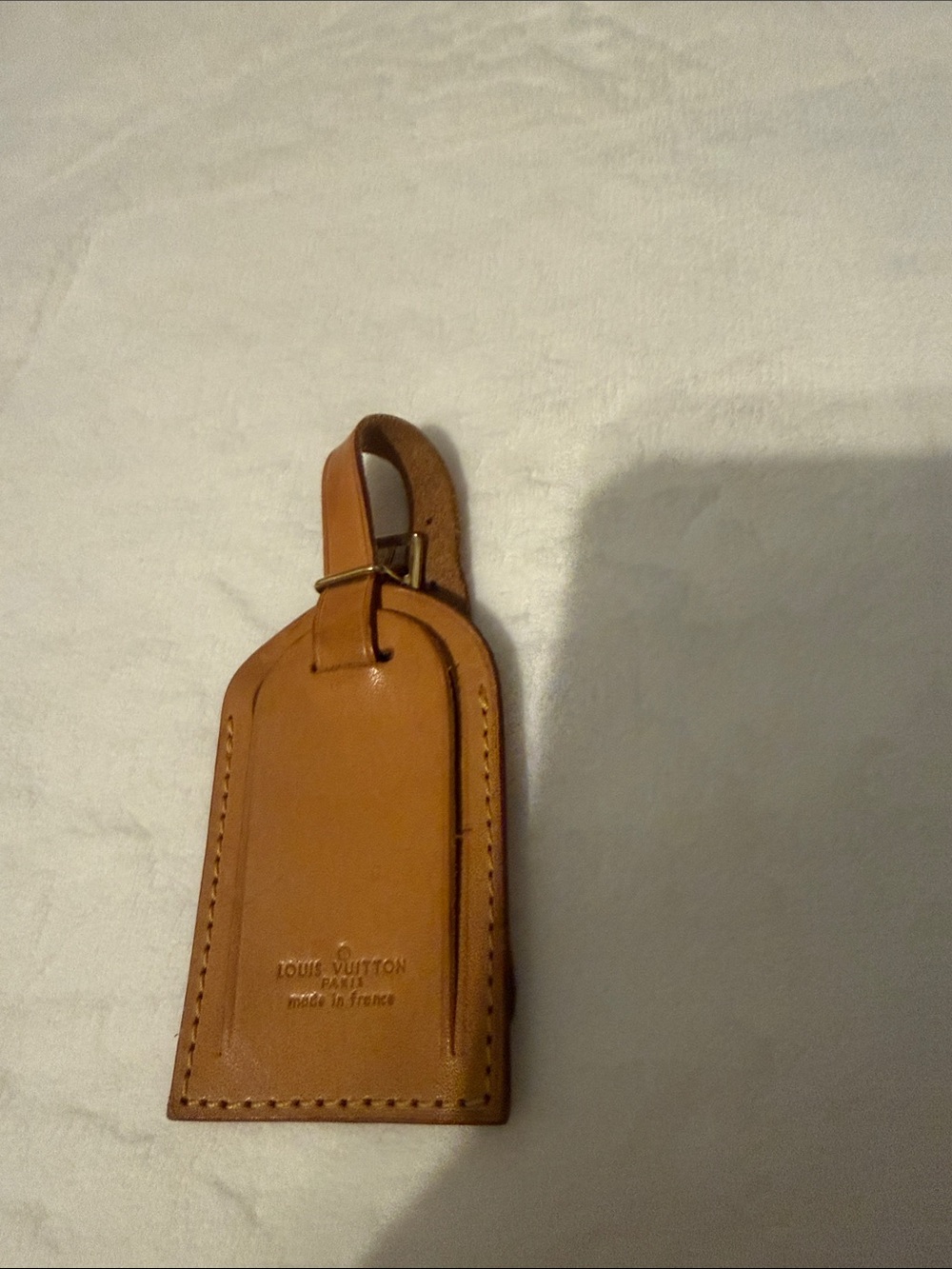 Louis Vuitton Tan Leather Luggage Tag with Strap